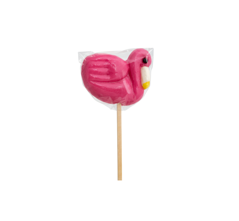 Sucette sucre cuit Flamant Rose
