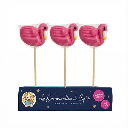 Sucette sucre cuit Flamant Rose